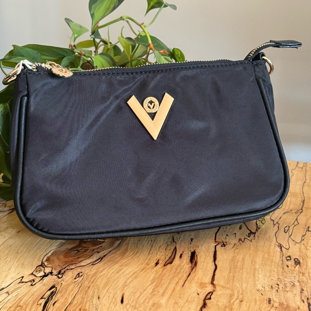 NWT Valentino Orlandi Black Nylon Crossbody w/Coin Purse